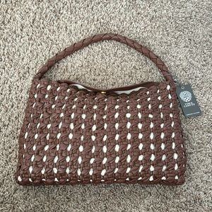 Vince Camuto Lyona Leather Macrame Top Handle Bag